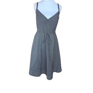 Black White Gingham Fit Flare Dress Spaghetti Strap Summer Midi Classic 12P